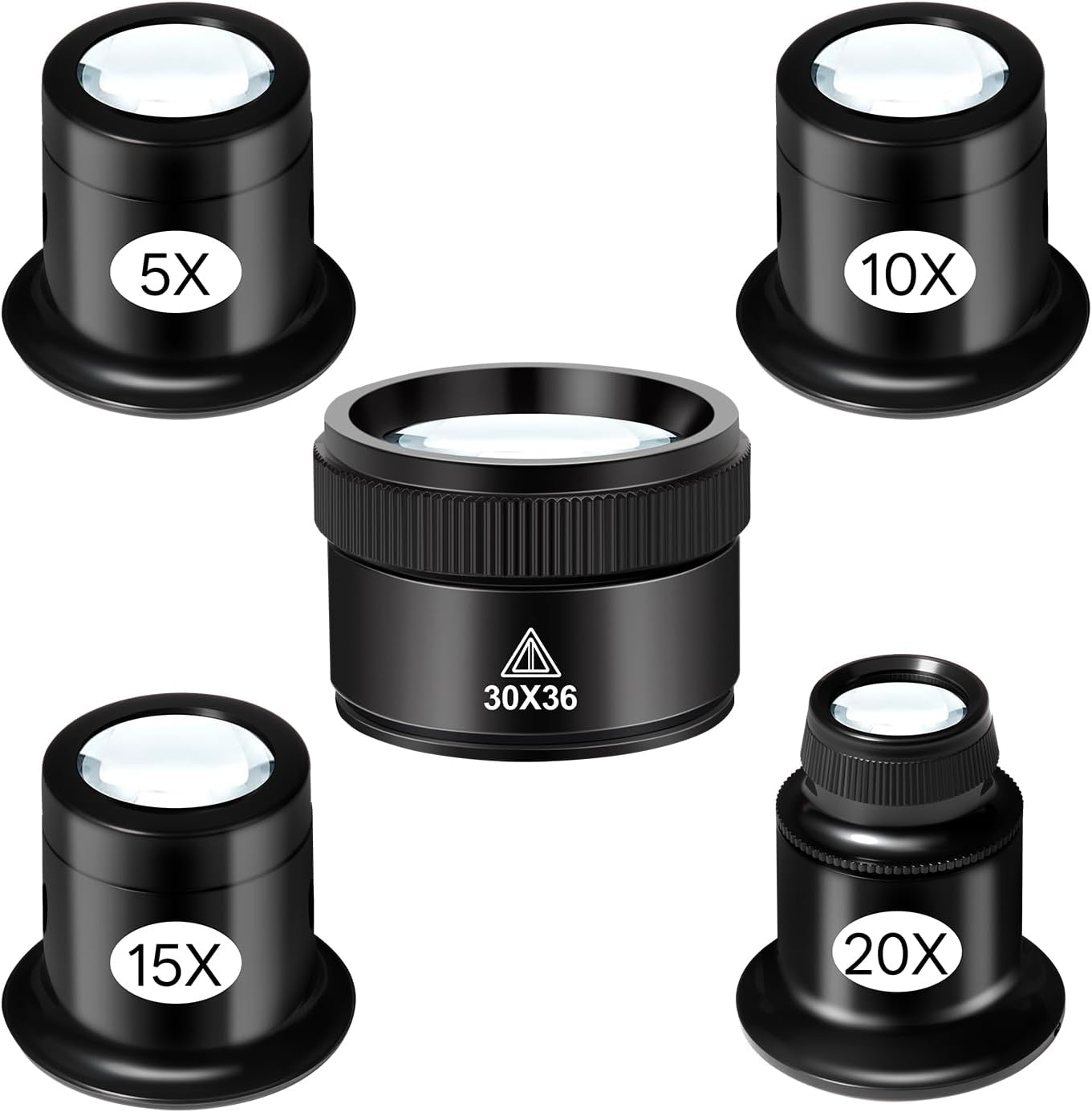 Eye Piece Magnifier - 5 Pcs Jewelers Loupe Set, Portable
