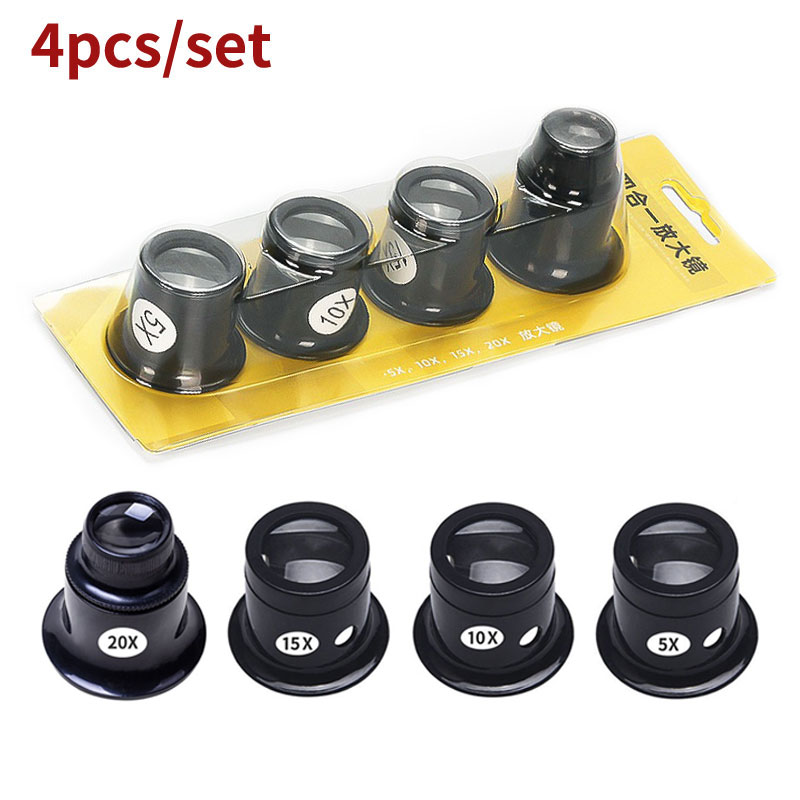 Eye Piece Magnifier - 4pcs/set Monocular Magnifying Glass Watch Repair